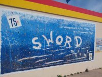 Sword Beach: Wandbild zur Landung der französischen Kommandos am 6. Juni 1944.