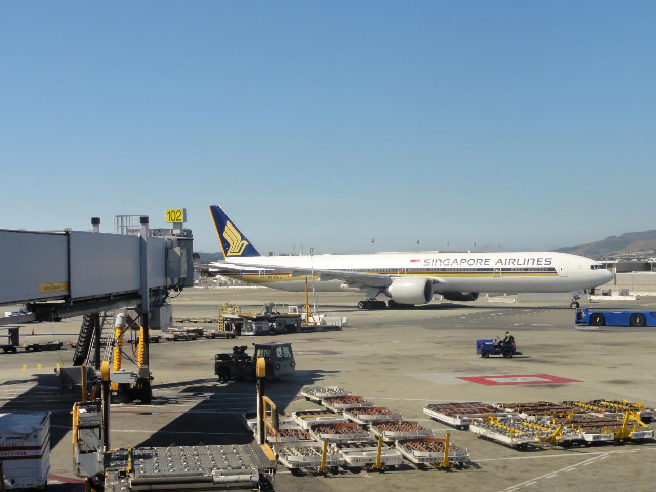 Singapur Airlines Flugzeug in SFO 2010
